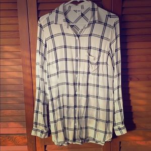 Off white and black plaid tunic. Large tall.